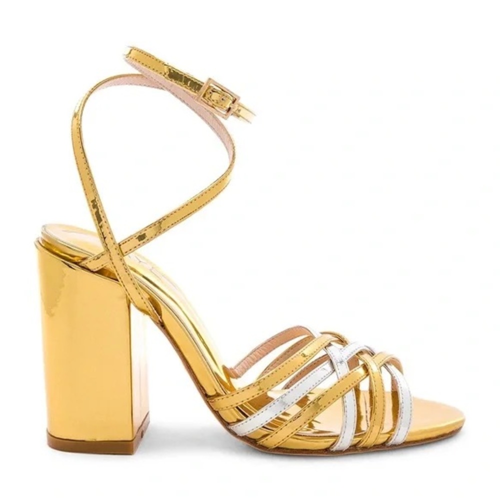 Raye gold and silver Napa block heel 7.5